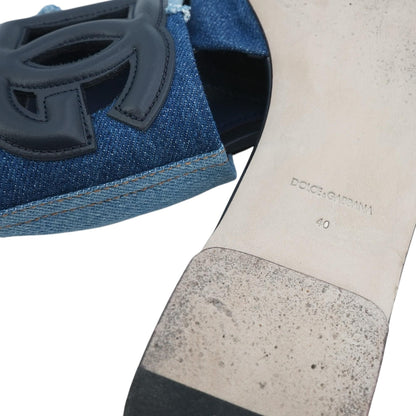 Blue Patchwork Denim Slides with DG Logo