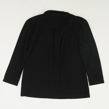 Black Solid 3/4 Sleeve Blouse