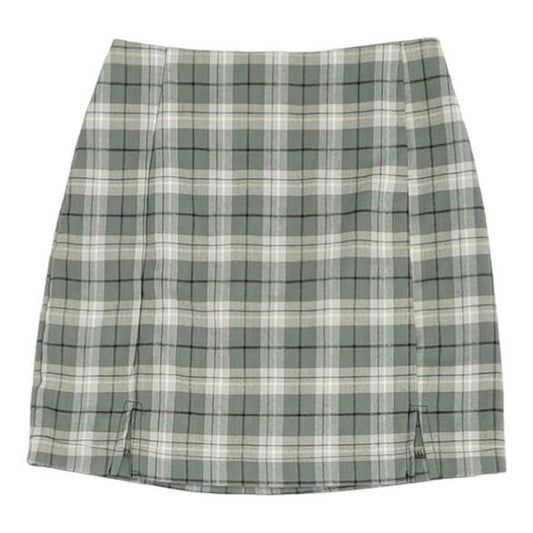 Gray Plaid Mini Skirt
