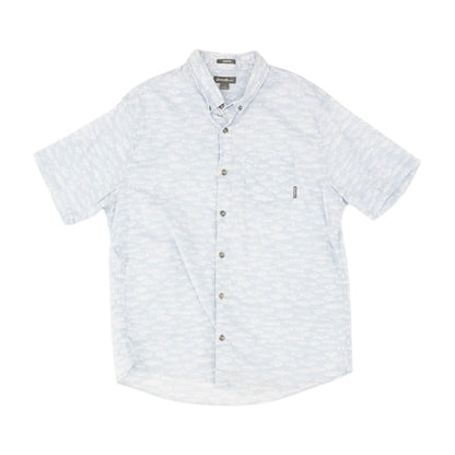 Blue Graphic Short Sleeve Button Down