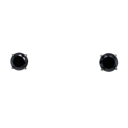 14K White Gold Black Rhodium Round Diamond Stud Earrings