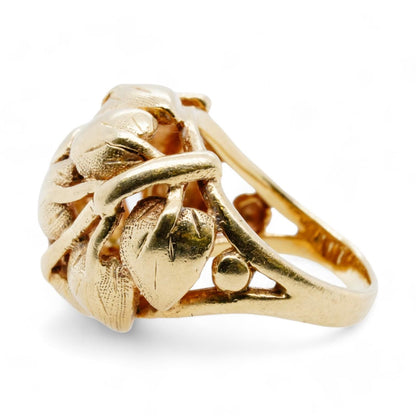 14K Gold Double Leafy Branch Dome Band