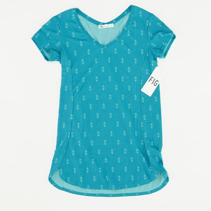 Teal Geometric Short Sleeve Blouse