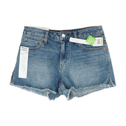 Blue Solid Denim Shorts