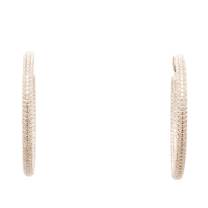 18K White Gold Inside Out Pave Diamond Hoop Earrings