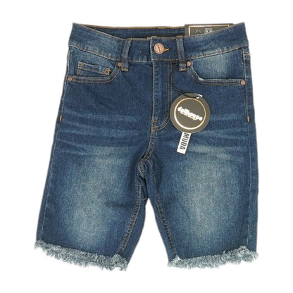 Blue Solid Denim Shorts