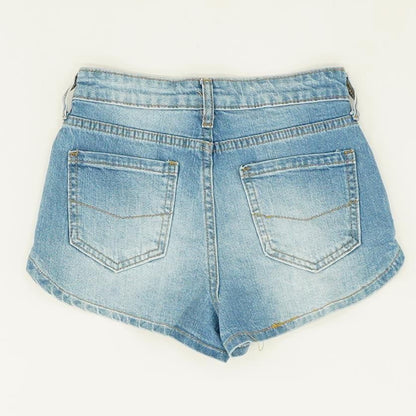 Blue Solid Denim Shorts