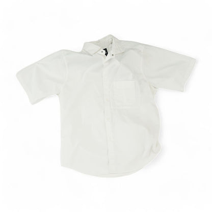 White Solid Short Sleeve Button Down