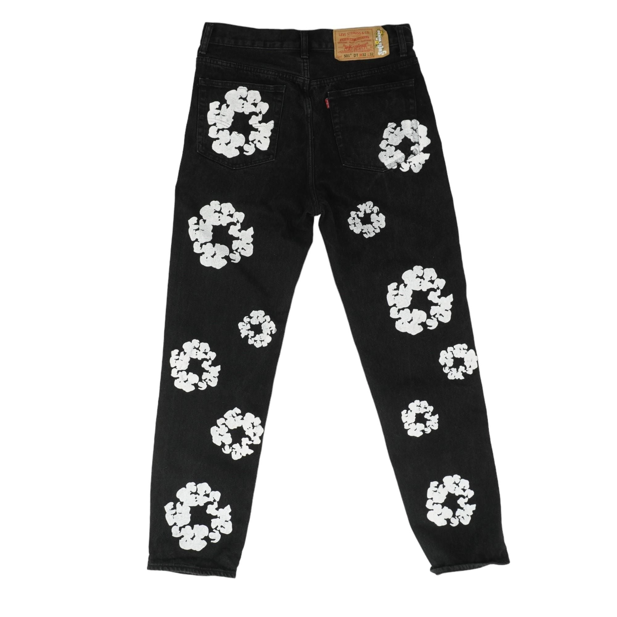 x Denim Tears Cotton Wreath Black Jeans