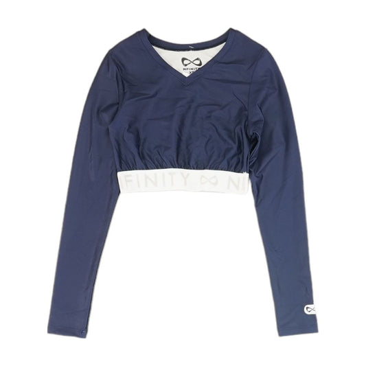 Navy Solid Long Sleeve Blouse