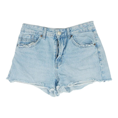 Blue Solid Denim Shorts