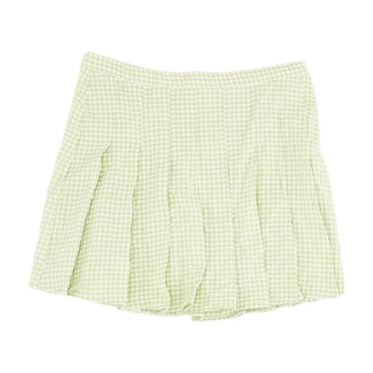 Green Plaid Mini Skirt