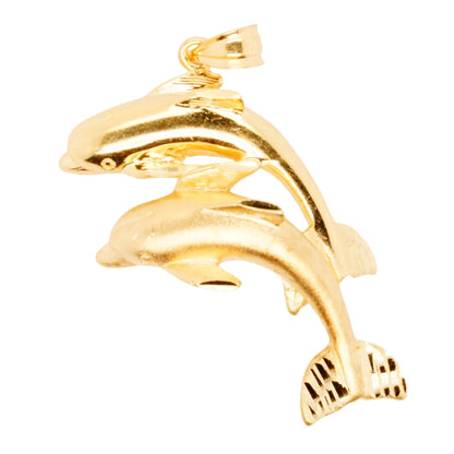 14K Gold Double Dolphin Pendant