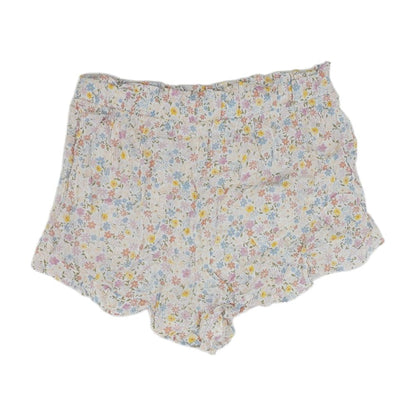 White Floral Shorts