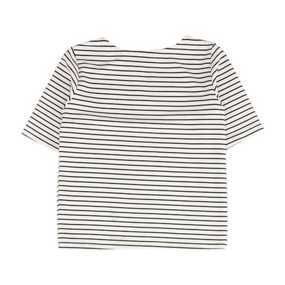 White Striped Short Sleeve Blouse