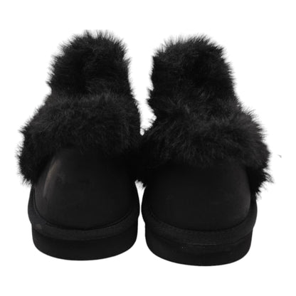 Black Faux Fur Slip On Boots