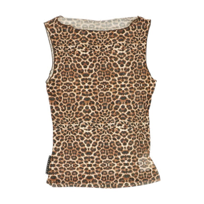 Brown Animal Print Sleeveless Blouse