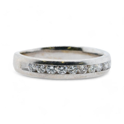 14K White Gold Round Bezel Set Diamond Band