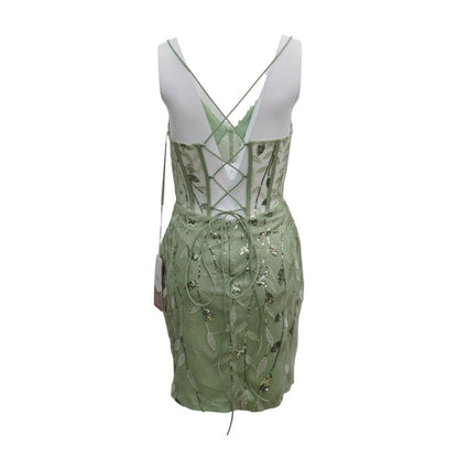 Green Misc Mini Dress