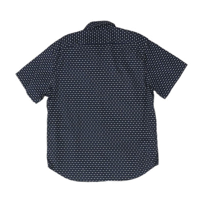 Navy Polka Dot Short Sleeve Button Down