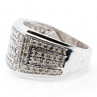 10K White Gold Rectangular Top Diamond Band