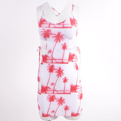 White Tropical Mini Dress