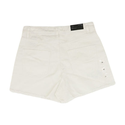 White Solid Denim Shorts