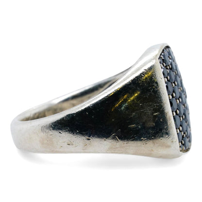 Sterling Silver Pave Black Diamond Signet Ring