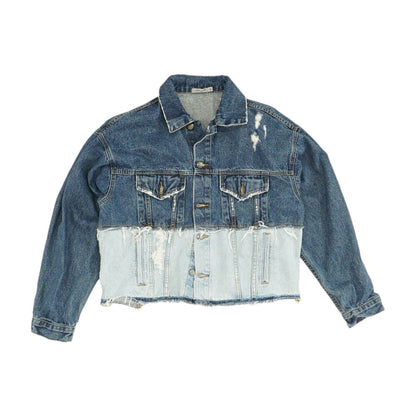 Blue Color Block Denim Jacket