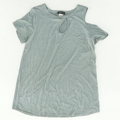 Gray Solid Short Sleeve Blouse