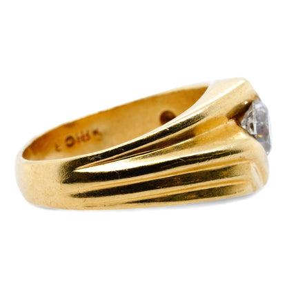 14K Gold Band with Tension Set Diamond