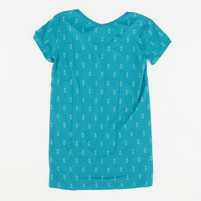 Teal Geometric Short Sleeve Blouse