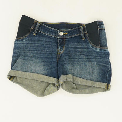 Blue Solid Denim Shorts