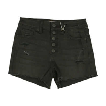 Black Solid Denim Shorts