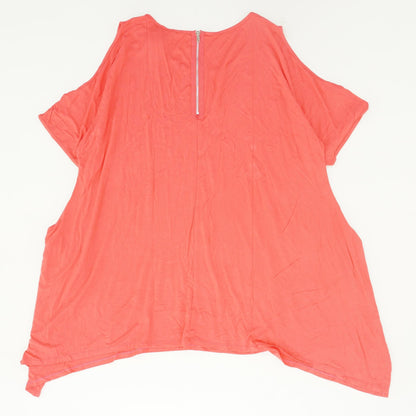 Neon Pink Solid Short Sleeve Blouse