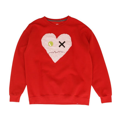 Red Solid Crewneck Sweater