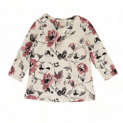 White Floral 3/4 Sleeve Blouse