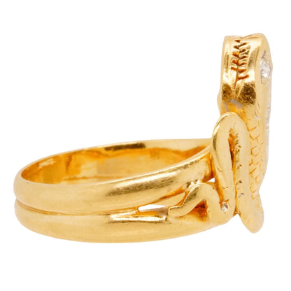 18K Gold Diamond Accented Snake Band