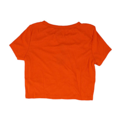 Neon Orange Solid Cropped T-Shirt