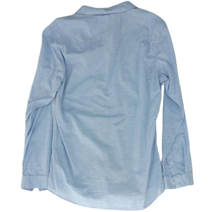 Blue Solid Long Sleeve Button Down