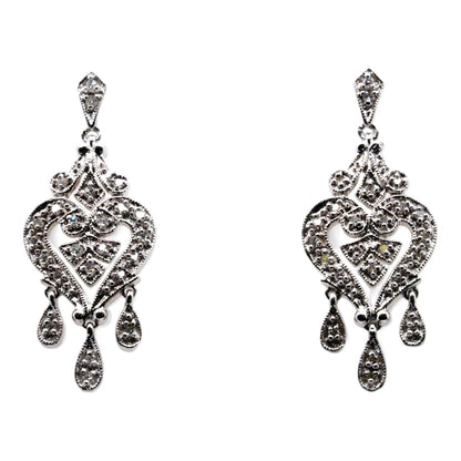 14K White Gold Diamond Dangle Earrings