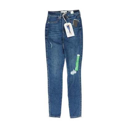 Blue Solid High Rise Regular Jeans