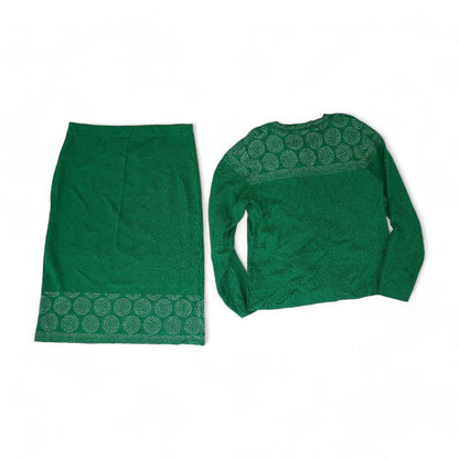 Green Solid Midi Skirt