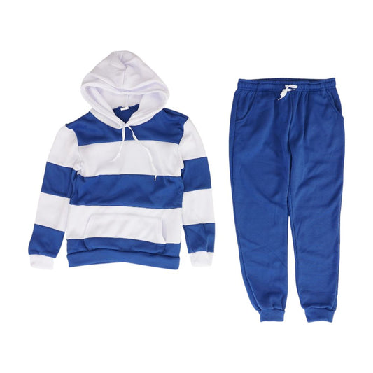 White Striped Hoodie and Pant Set