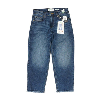 Blue Solid Straight Leg Jeans