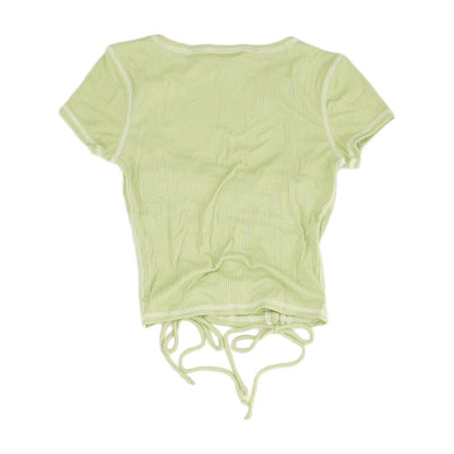 Green Solid Active Knit Top