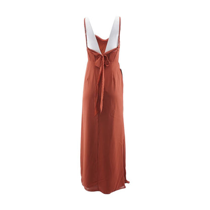 Rust Solid Maxi Dress