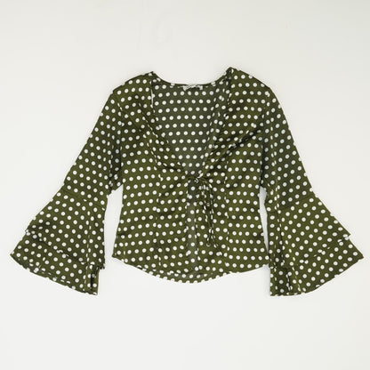 Green Polka Dot Long Sleeve Blouse