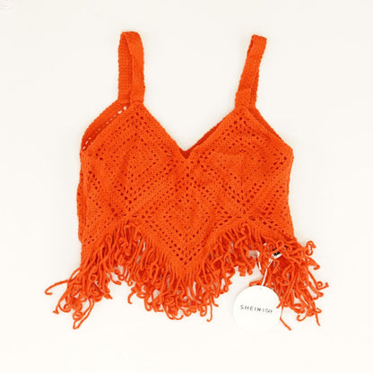 Orange Solid Sleeveless Blouse