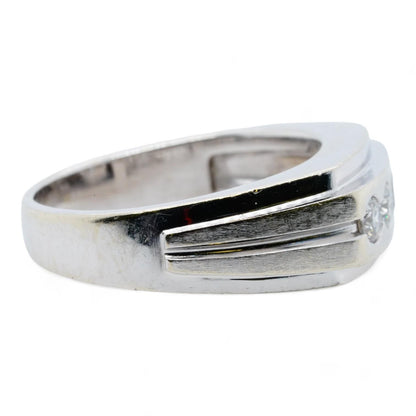 14K White Gold Four Round Diamond Band